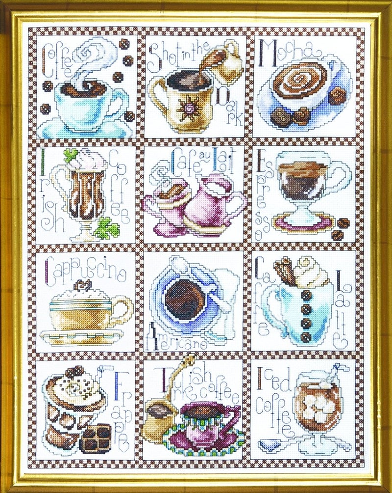 Design Works Crafts Counted Cross Stitch, Coffee Break, 12 x 14 Inches , White